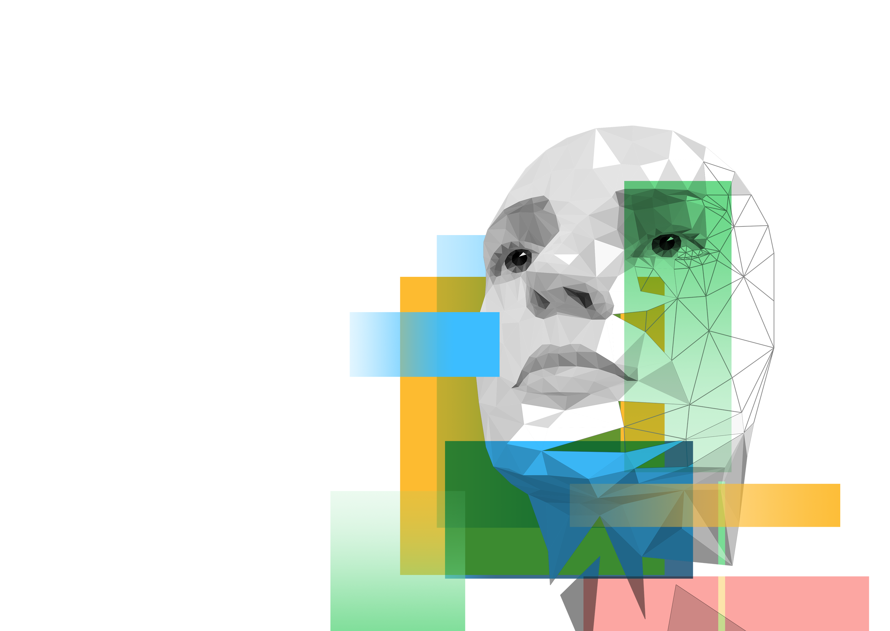 Artificial intelligence biometric head with colored bars