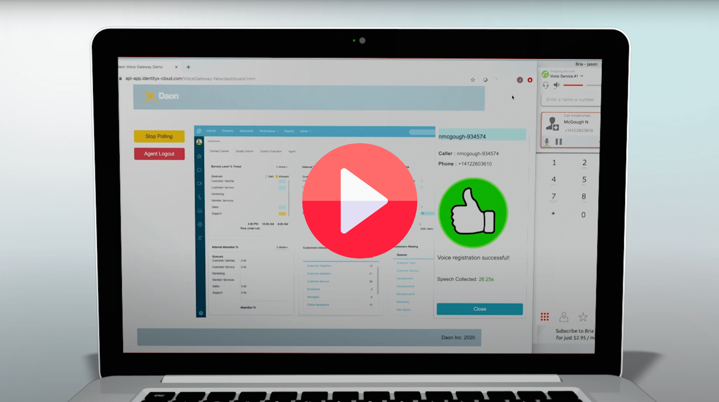 Laptop showing contact center authentication