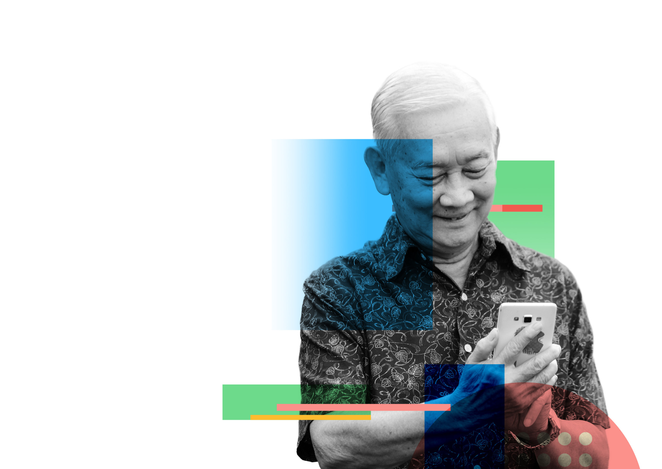 Older man using FIDO authentication on smartphone
