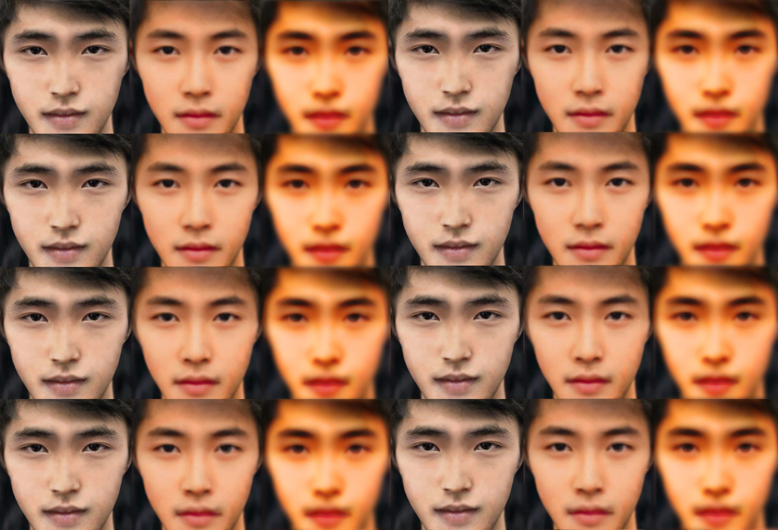 Numerous masks in a row