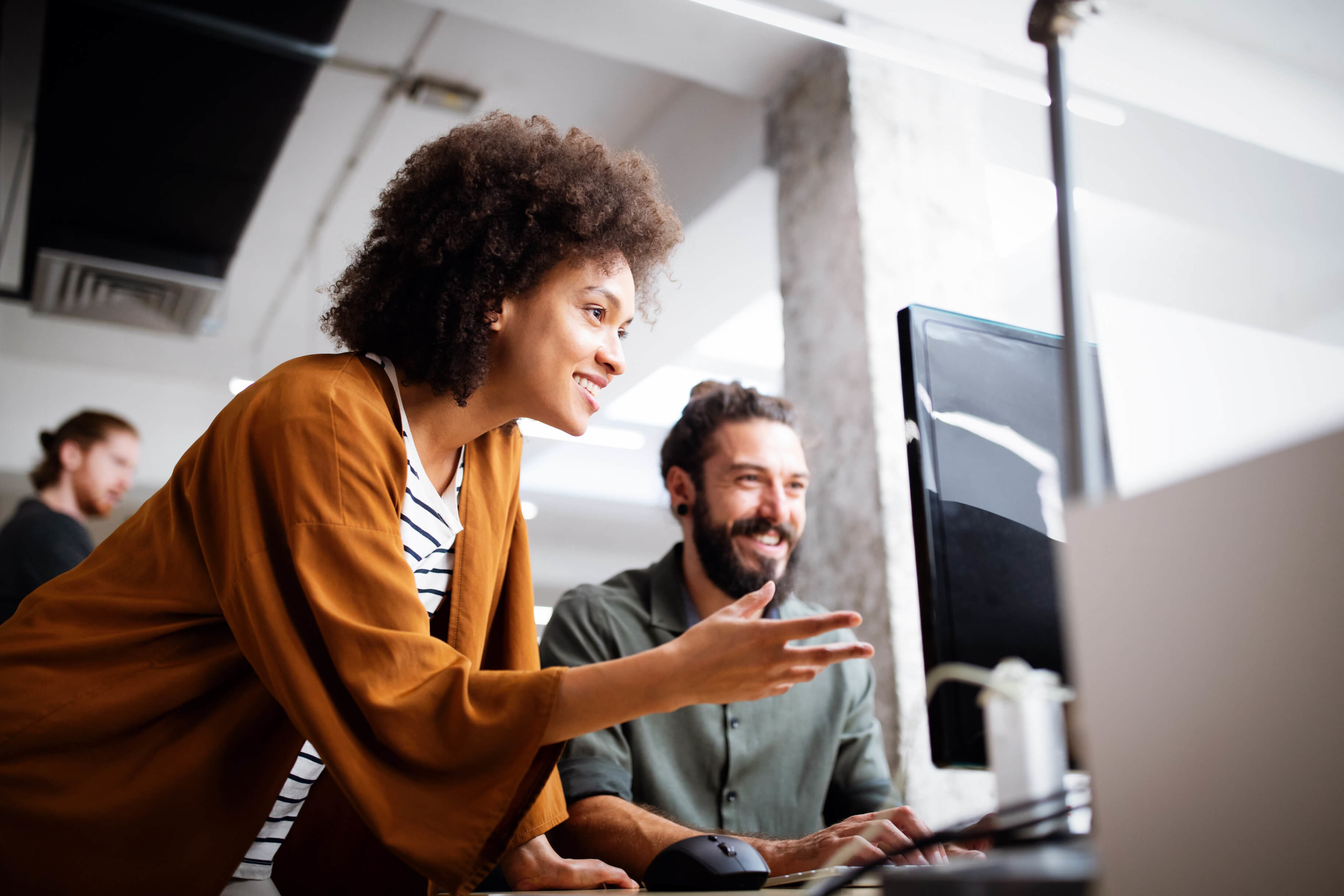 Female and male Daon technology customers