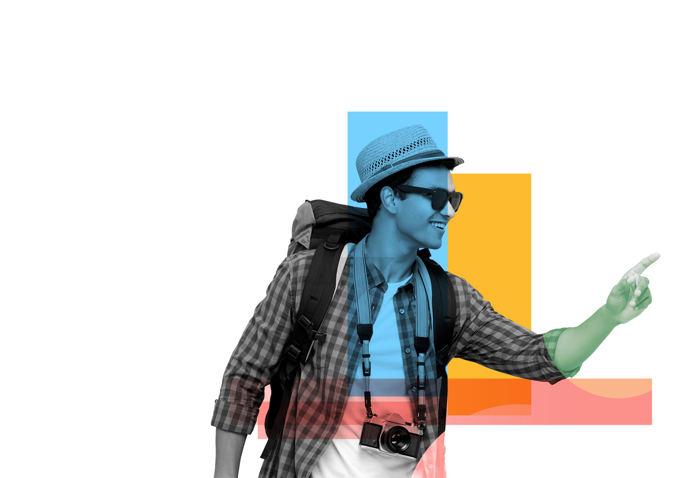 Young traveler with backpack and camera
