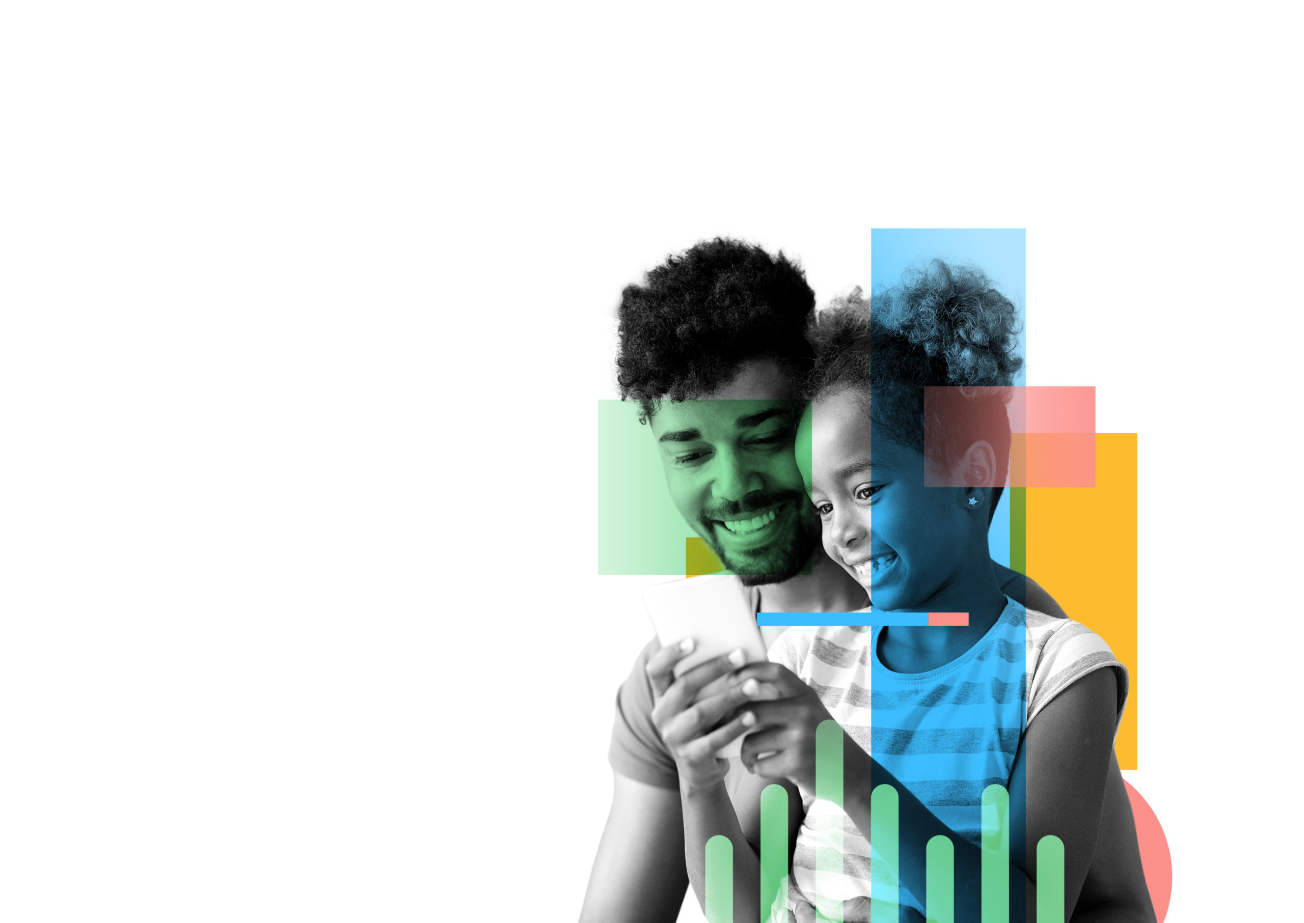 Young father and daughter using mobile app